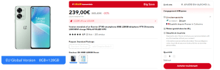 Smartphone 6.43" OnePlus Nord 2T 5Gb à 239€