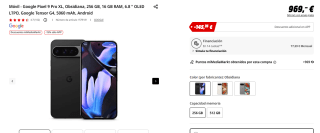 Google Pixel 9 Pro XL de 16GB/256GB por 782,47€