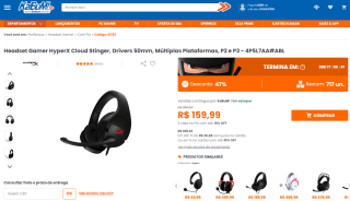 Headset Gamer da HyperX, modelo Cloud Stinger - R$ 159,99