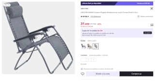 Tumbona Plegable Multiposiciones de 90x65x114cm por 31.45€ (Cuenta Nueva 19.45€)