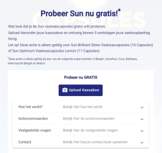 Sun vaatwastabletten 100% terugbetaald door cashback actie