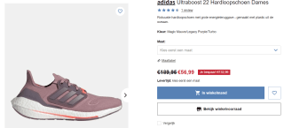 Ultraboost 22 Hardloopschoen Dames voor €56,99 bij Bever