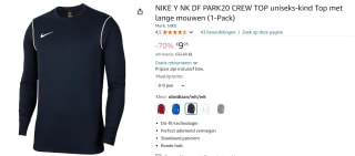 Nike Park 20 sweatshirt kids blauw voor €9,95 bij Amazon