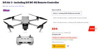 DJI Air 3 (DJI RC-N2) - Grijs voor €824 bij Bol.com