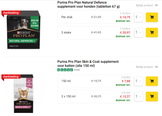 50% korting op Purina Pro Plan supplementen bij Brekz