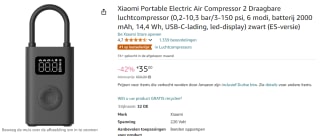 Xiaomi draagbare elektrische luchtcompressor 2 2e generatie luchtcompressor voor €35