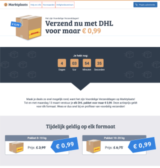Elk DHL pakketje vesturen (tot 20kg) voor 99 cent via Marktplaats