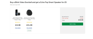 Blink Video Doorbell, Black + Sync Module, Works with Alexa + Echo Pop - £46.99