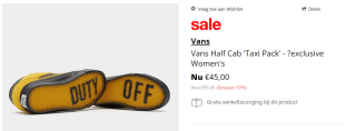 Vans Half Cab 'Taxi Pack voor €45 bij Sizeofficial
