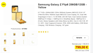 Samsung Galaxy Z Flip 6 5G - 256 GB voor €799 bij Proshop