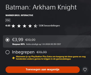 Batman: Arkham Knight voor €3,99 in de Playstation Store