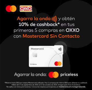 10% de Cashback en primeras 5 Compras con Mastercard en OXXO