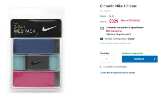 Cinturón Nike 3 Piezas a $329 en Coppel
