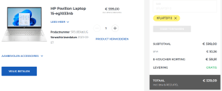 HP Pavilion Laptop 15,6'' FHD IPS, i5, 8GB 512GB voor €539,09 bij HP