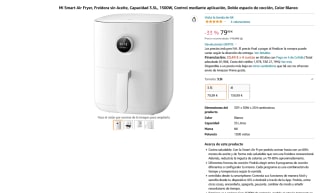 Freidora Mi Smart Air Fryer a tan solo 79,99€