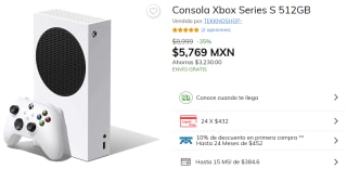 Consola Xbox Series S 512GB a $4,904 en Claro Shop