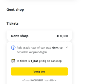 Gratis ticket van tram en bus naar en in Gent op koopzondagen in Gent (Belgie)