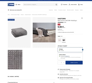 Manta HAGTORN de forro HAGTORN 140x200 Gris por solo 9€ en Jysk