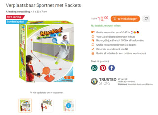 Verplaatsbaar Sportnet met Rackets voor €10 bij Lobbes