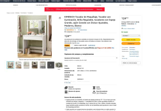 Tocador KIMENICH de Maquillaje con iluminación Brillo Regulable por solo 84,99€