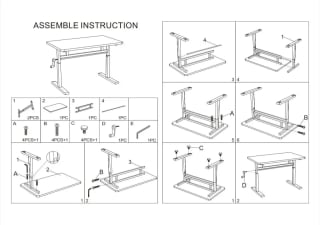 Mesa escritorio elevable, ajustable alto 63-90cm, 120*60cm por 77,87€