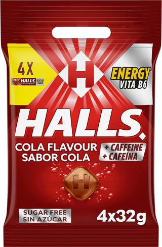 Pack 4 x 32g Caramelo Duro, Sabor Cola con Cafeína y Vitamina B6 marca Halls Energy por 1,70€