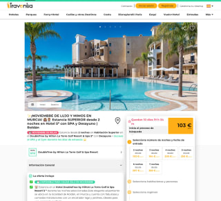 Murcia Hotel 5* 2 noches +SPA + Desayuno desde 103€ pp con Traventia