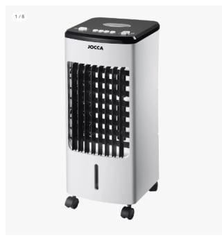 Climatizador evaporativo frío y humidificador Jocca con 3 velocidades, 3 modos, depósito de agua de 4 litros por 33.99€