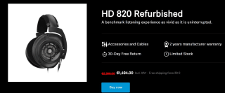 Refurbished Sennheiser HD820 Audiofiele headset voor €1.494 bij Sennheiser-hearing