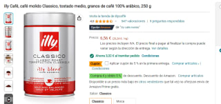 illy Café, café molido Classico, tostado medio, granos de café 100% arábico, 250 g por 3,24€