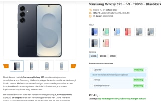 Samsung Galaxy S25, 128GB opslag Zwart voor €649 bij Phonemarket