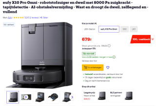 Eufy X10 Omni Pro voor €579 bij Bol na cashback