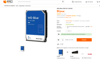 WD Blue 2TB 3.5" SATA3 por solo 29,87€