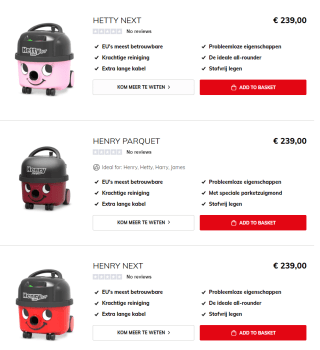 20% korting op alle Henry en Hetty stofzuigers