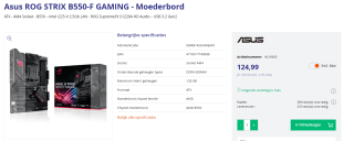 ASUS ROG Strix B550-F Gaming moederbord voor €124,99 bij Azerty