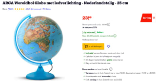 ARCA Wereldbol Globe met ledverlichting - Nederlandstalig - 25 cm voor €23,99 bij Bol.com