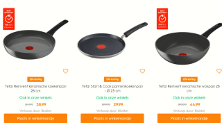 t/m zondag 5 mei 25% korting op alle Tefal pannen bij Blokker