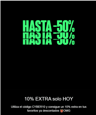 Cyber Monday hoy 10% descuento extra