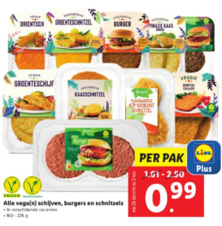 Vegan schijven, burgers en schnitzels voor €0,99 bij Lidl