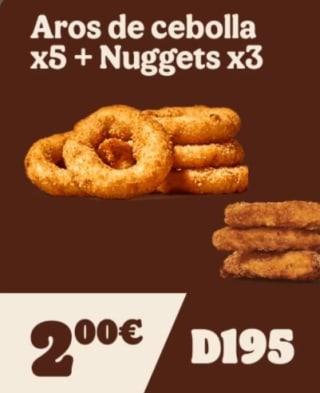 Burger King - Aros de Cebolla x5 + Nuggets x3 por 2€