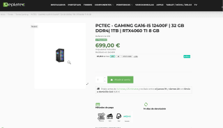 PC Gaming I5 12400F 32 GB DDR4 1TB RTX4060 TI 8GB por solo 699€