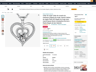 Collar de mujer corazón de mariposa Plata 925 por 7,19€