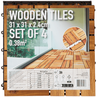 Houten terrastegels Houten terrastegels 4 stuks | 31 x 31 x 2,5 cm voor €5,95 bij de Action
