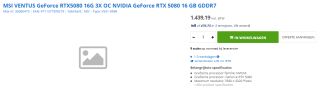 MSI GeForce RTX 5080 16G VENTUS 3X OC videokaart voor €1439,19 bij Max ICT