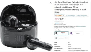JBL Tune Flex Ghost Noise Cancelling Bluetooth Oordopjes voor €62 bij Amazon