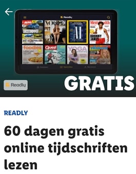 Probeer 60 dagen gratis Readly via de Lidl Plus app
