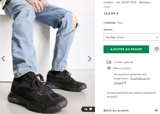 Baskets - Air Jordan 200E PSG - Couleur Noir pour 115,99€ chez ASOS