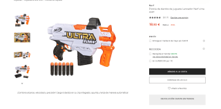 Pistola de dardos de juguete Lanzador Nerf ultra AMP por 18,50€