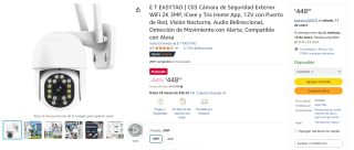 E T EASYTAO | C03 Cámara de Seguridad Exterior WiFi 2K 3MP por $449 en Amazon