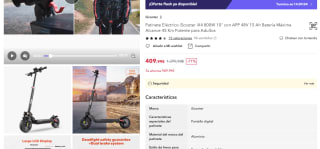 Patinete Eléctrico iScooter iX4 800W 10" con APP 48V 15 Ah Batería Máxima Alcance 45 Km por 409,99€